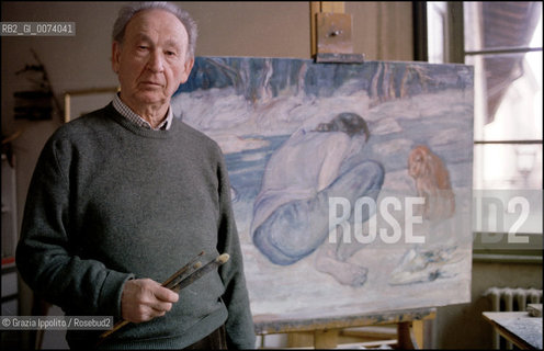 Antonio Stagnoli, italian painter in his studio in Brescia ©Grazia Ippolito/Rosebud2