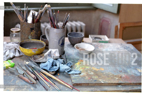 Antonio Stagnoli, italian painter in his studio in Brescia ©Grazia Ippolito/Rosebud2