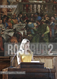 Saskia Terzani Fitzwilliam Lay, during the reading at the convention Tiziano Terzani ritratto di un connaisseurat Fondazione Cini at Isola di S.Giorgio in Venice ©Grazia Ippolito/Rosebud2