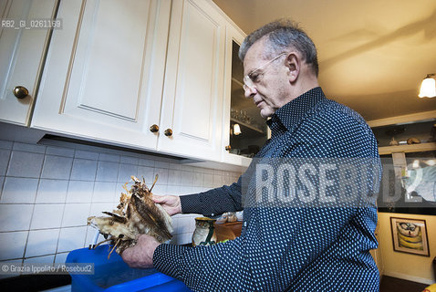 Italian writer Aldo Busi, author of numerous books, the last is El especialista de Barcelona published by Baldini Castoldi Dalai, pictured in his house in Montichiari, Brescia ©Grazia Ippolito/Rosebud2
