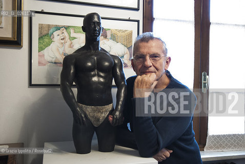 Italian writer Aldo Busi, author of numerous books, the last is El especialista de Barcelona published by Baldini Castoldi Dalai, pictured in his house in Montichiari, Brescia ©Grazia Ippolito/Rosebud2