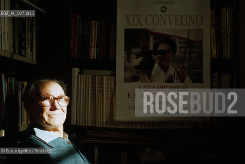 20 February 1999, Brescia: Italian photographer, anthropologist, ethnologist, writer Fosco Maraini in his house ©Grazia Ippolito/Rosebud2