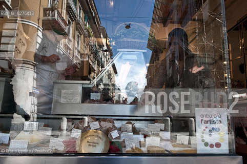 Arte in Sarpi, Milan, via P.Sarpi during the Art Festival, from 4-5 to 18-5-2013,Macelleria Sirtori, ©Grazia Ippolito/Rosebud2