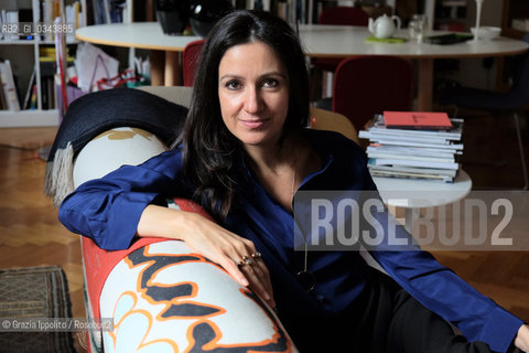 Elena Ghiretti, writer, author of Lintelligenza della specie, architect,brand strategist, trend forecast, pictured in her house in Milano ©Grazia Ippolito/Rosebud2