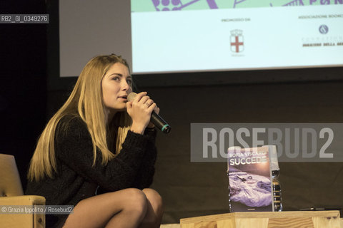 Sofia Viscardi, writer, blogger, author of Succedepublished by Mondadori,best seller of 60.000 copies,during her speech at bookcity at MUDEC in Milano ©Grazia Ippolito/Rosebud2