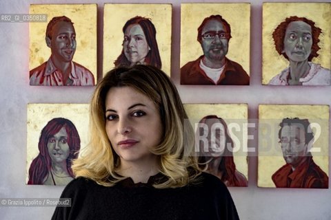 Teresa Ciabatti, italian writer author of La più amataand others books, pictured in her house in Rome near Tommaso Pincios paintings. ©Grazia Ippolito/Rosebud2