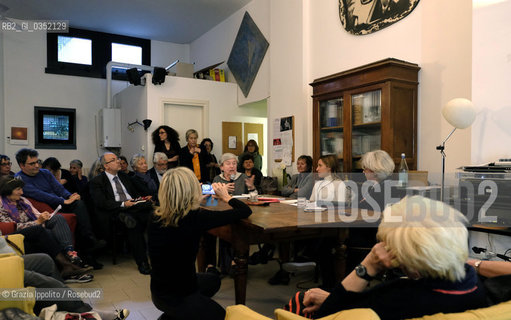 Valeria Parrella at Libreria delle Donne,Milano via P.Calvi,26 during the speech about her bookEnciclopedia della donna-aggiornamento di Valeria Parrellawith Luisa Muraro, philosopher and Rosaria Guacci editor and critic.Milan,21-4-17 ©Grazia Ippolito/Rosebud2