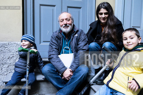 Roberto Piumini, author of numerous books for children at the presentation of the book Pictascripta at Galleria Nuages, Milano during bookcity 2017 with painter Monica Rabà ©Grazia Ippolito/Rosebud2