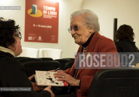 Elda Lanza, the first TV journalist, in the last years she became a writer of numerous books such as :Uomini.La stupidità in amore è una cosa seriapictured at Tempo di libri, Milan, 8-03-2018 ©Grazia Ippolito/Rosebud2