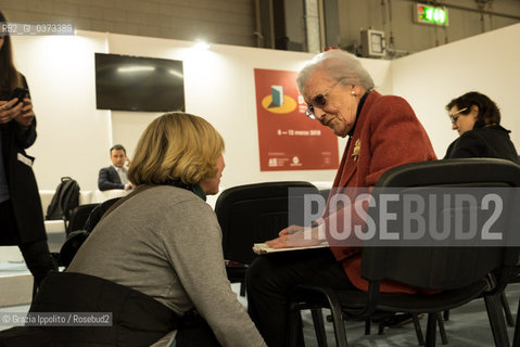 Elda Lanza, the first TV journalist, in the last years she became a writer of numerous books such as :Uomini.La stupidità in amore è una cosa seriapictured at Tempo di libri, Milan, 8-03-2018 ©Grazia Ippolito/Rosebud2