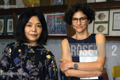 Yoko Tawada japanese and german writer, with Alessandra Iadicicco who translated her book “Memorie di un’orsa polare” at the presentation of the book in Milan,10-5-2018 ©Grazia Ippolito/Rosebud2