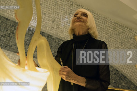 Marika Carniti Bollea, artist ,designer at the opening at Radio Monte Carlo in Milan of her exhibitions on 8-4-2019 ©Grazia Ippolito/Rosebud2