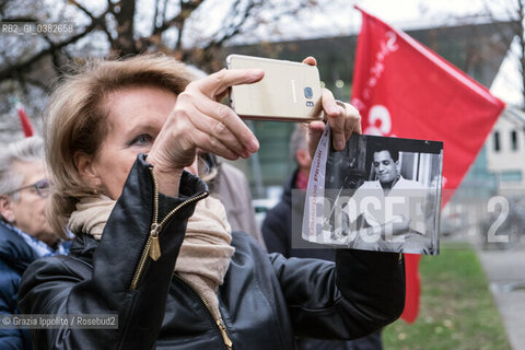 Milano piazza Segesta,11-12-2019 cerimonia per lapide e quercia piantumata in memoria di Giuseppe Pinelli , morto in seguito a una caduta dalla finestra della Questura di Milano, dove era stato portato perchè sospettato della strage di Piazza Fontana il 12-12-1969 ©Grazia Ippolito/Rosebud2