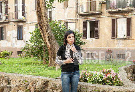 Antonella Lattanzi, writer in her house court in Rome.Antonella Lattanzi nel cortile della sua casa ,S.Lorenzo-Roma,18-10-2013 ©Grazia Ippolito/Rosebud2