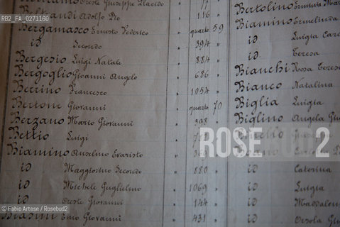 Portacomaro (AT) 2013, paese dorigine di Papa Francesco I, Jorge Mario Bergoglio, documenti storici  relativi al nonno del Papa Giovanni Angelo Bergoglio,  conservato presso larchivio storico di Asti. ©Fabio Artese/Rosebud2