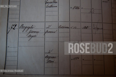 Portacomaro (AT) 2013, paese dorigine di Papa Francesco I, Jorge Mario Bergoglio, documenti storici  relativi al nonno del Papa Giovanni Angelo Bergoglio,  conservato presso larchivio storico di Asti. ©Fabio Artese/Rosebud2