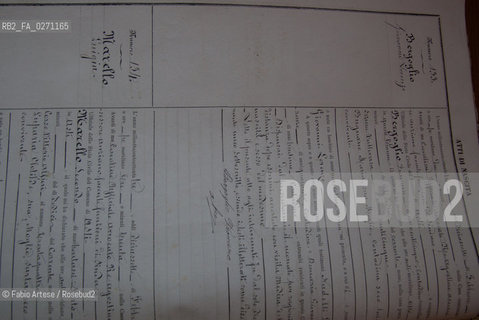 Portacomaro (AT) 2013, paese dorigine di Papa Francesco I, Jorge Mario Bergoglio, documenti storici  relativi al nonno del Papa Giovanni Angelo Bergoglio,  conservato presso larchivio storico di Asti. ©Fabio Artese/Rosebud2