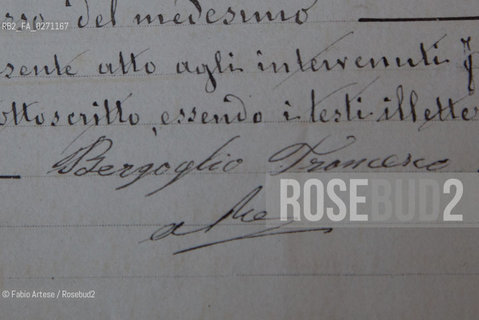 Portacomaro (AT) 2013, paese dorigine di Papa Francesco I, Jorge Mario Bergoglio, documenti storici  relativi al nonno del Papa Giovanni Angelo Bergoglio,  conservato presso larchivio storico di Asti. ©Fabio Artese/Rosebud2