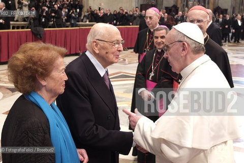Papa Bergoglio, Pope Francesco, Presidente Repubblica Napolitano, Santo Padre Francesco ©FotografiaFelici/Rosebud2