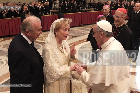 Alberto II del Belgio, Paola Ruffo di Calabria, Papa Bergoglio, Pope Francesco, Santo Padre Francesco ©FotografiaFelici/Rosebud2