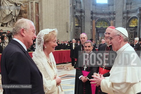 Alberto II del Belgio, Paola Ruffo di Calabria, Papa Bergoglio, Pope Francesco, Santo Padre Francesco ©FotografiaFelici/Rosebud2