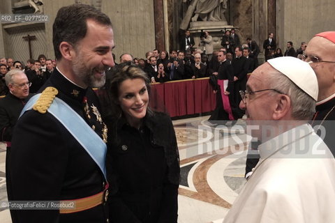 Pope Francis and Spanish Royal family, Felipe and Letizia.Rome 2913. ©FotografiaFelici/Rosebud2