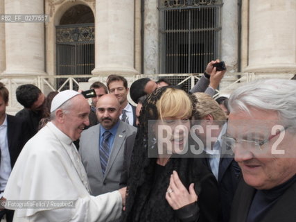 Pope Francis with Nancy Brilli, Rome, Vatican City, 2013. ©FotografiaFelici/Rosebud2