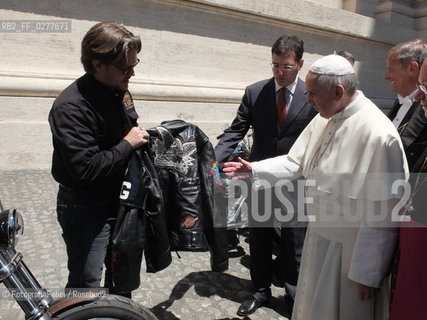 Rome, Vatican City, June 12 2013, Pope Francis and Harley Davidson delegation. ©FotografiaFelici/Rosebud2