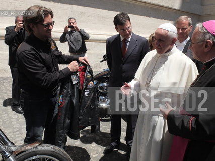 Rome, Vatican City, June 12 2013, Pope Francis and Harley Davidson delegation. ©FotografiaFelici/Rosebud2
