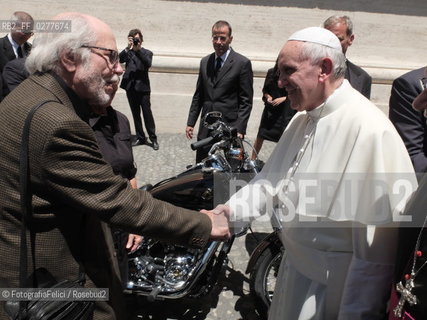 Rome, Vatican City, June 12 2013, Pope Francis and Harley Davidson delegation. ©FotografiaFelici/Rosebud2