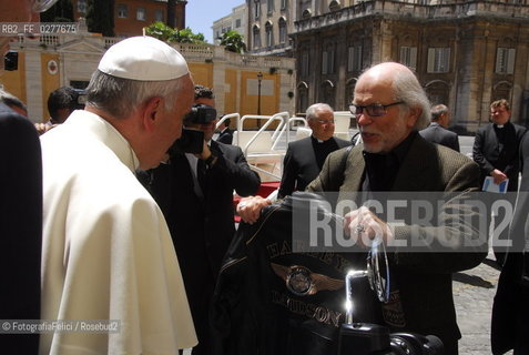 Rome, Vatican City, June 12 2013, Pope Francis and Harley Davidson delegation. ©FotografiaFelici/Rosebud2