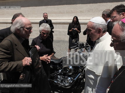 Rome, Vatican City, June 12 2013, Pope Francis and Harley Davidson delegation. ©FotografiaFelici/Rosebud2