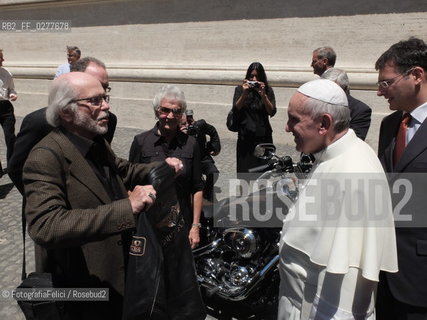 Rome, Vatican City, June 12 2013, Pope Francis and Harley Davidson delegation. ©FotografiaFelici/Rosebud2