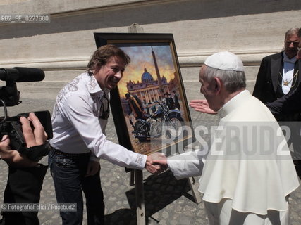 Rome, Vatican City, June 12 2013, Pope Francis and Harley Davidson delegation. ©FotografiaFelici/Rosebud2