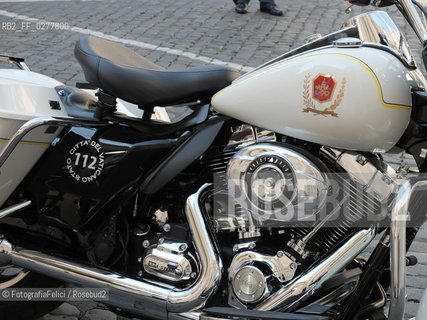 Rome, Vatican City, June 16, 2013.Le motociclette Harley Davidson della gendarmeria pontificia, the Harley Davidson of the Papal Police, Pope Francis. ©FotografiaFelici/Rosebud2