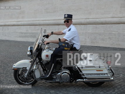 Rome, Vatican City, June 16, 2013.Le motociclette Harley Davidson della gendarmeria pontificia, the Harley Davidson of the Papal Police, Pope Francis. ©FotografiaFelici/Rosebud2