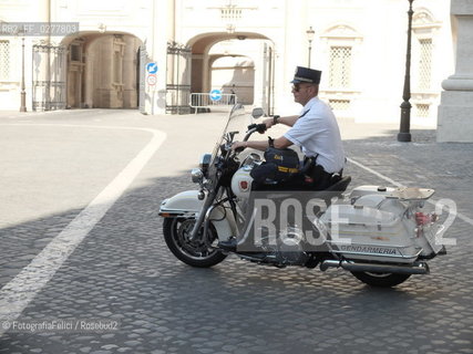 Rome, Vatican City, June 16, 2013.Le motociclette Harley Davidson della gendarmeria pontificia, the Harley Davidson of the Papal Police, Pope Francis. ©FotografiaFelici/Rosebud2