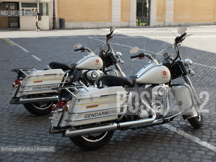 Rome, Vatican City, June 16, 2013.Le motociclette Harley Davidson della gendarmeria pontificia, the Harley Davidson of the Papal Police, Pope Francis. ©FotografiaFelici/Rosebud2