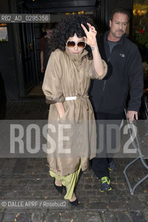 Lady Gaga takes a drink at Brauhaus Sion in Cologne on September 06, 2014. ©DALLE APRF/Rosebud2