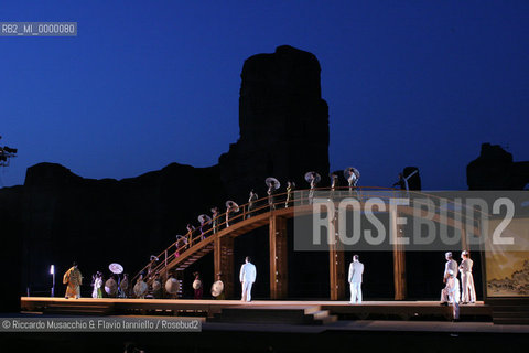 Jul 05 2006, Rome, Baths of Caracalla.Opera MADAMA BUTTERFLY .Booklet of Luigi Illica and Giuseppe Giacosa.Music of Giacomo Puccini .Opera Theatre Orchestra and Choir.Conductor: Donato Renzetti.Light and visual designer: Renzo Giacchieri.Coreographie: Hal Yamanouchi..  ©Riccardo Musacchio & Flavio Ianniello/Rosebud2