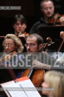 Roma, Auditorium Parco dlla Musica 18 11 2005.Orchestra dellAccademia Nazionale di Santa Cecilia .David Zinman direttore (in prova).Nella foto: musicisti e strumenti.Ph Riccardo Musacchio  ©Riccardo Musacchio & Flavio Ianniello/Rosebud2