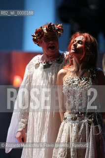 Roma,Opera Theatre 12 01 2007.Salome, from a booklet of Hedwig Lachmann, music by Richard Strauss, conductor Gunter Neuhold, director Giorgio Albertazzi, scene Lorenzo Fonda, costums Elena Mannini, Opera Theatre Orchestra..in the picture: Francesca Patane (Salome) and Reiner Goldberg (Erode).  ©Riccardo Musacchio & Flavio Ianniello/Rosebud2