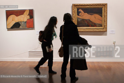 Roma, Complesso del Vittoriano 23 02 2006.Anteprima della mostra MODIGLIANI.nella foto da sinistra: Nudo coricato con le mani unite 1917-1918 e Nudo sdraiato con le braccia dietro la testa 1916.Ph Riccardo Musacchio & Flavio Ianniello  ©Riccardo Musacchio & Flavio Ianniello/Rosebud2