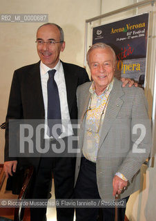 May 30 2006 Rome.Press conference for the presentation of the Lyric Festival 2006 that will took place at the Arena di Verona next summer 2006..In the picture: the Italian director Franco Zeffirelli and the Major of Verona Paolo Zanotto.Ph Riccardo Musacchio & Flavio Ianniello  ©Riccardo Musacchio & Flavio Ianniello/Rosebud2