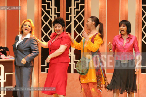 08 Mar 2006, Rome Theatre Vittoria.First European performance of the show Menopause The Musical written by Jeanie Linders, ditector Manuela Metri. in the picture from left: the actresses  Fioretta Mari, Marisa Laurito, Crystal White, and Marina Fiordaliso.  ©Riccardo Musacchio & Flavio Ianniello/Rosebud2