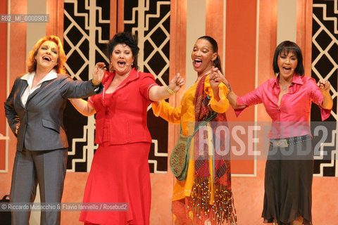 08 Mar 2006, Rome Theatre Vittoria.First European performance of the show Menopause The Musical written by Jeanie Linders, ditector Manuela Metri. in the picture from left: the actresses  Fioretta Mari, Marisa Laurito, Crystal White, and Marina Fiordaliso.  ©Riccardo Musacchio & Flavio Ianniello/Rosebud2