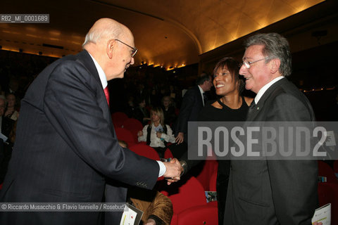 Roma, 10 02 2007.Roberto Bolle Gala for Unicef..Nella foto: il presidente dellUnicef Antonio Sclavi, Amii Stewart e il Presidente della Repubblica Giorgio Napolitano .  ©Riccardo Musacchio & Flavio Ianniello/Rosebud2