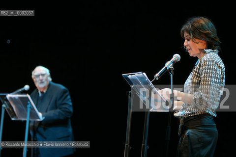 Roma, Auditorium Parco della Musica 28 04 2008.Interviste impossibili live..Emma Dante intervista Polifemo interpretato da Salvatore DOnofrio..Carlo Lucarelli intervista Edgar Allan Poe interpretato da Sergio Rubini..Andrea Camilleri intervista VenerdÒ interpretato da Sabina Guzzanti..  ©Riccardo Musacchio & Flavio Ianniello/Rosebud2