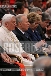 Apr 21 2006 Rome, Auditorium Parco della Musica..Concert in honor of the Holy Father Pope Benedict XVI, on the occasion of Romes traditional birthday...Santa Cecilia Orchestra and Choir..Conductor: Vladimir Jurowski..Soprano: Laura Aikin..In the picture: Pope Benedict XVI , the Italian President Carlo Azeglio Ciampi..  ©Riccardo Musacchio & Flavio Ianniello/Rosebud2