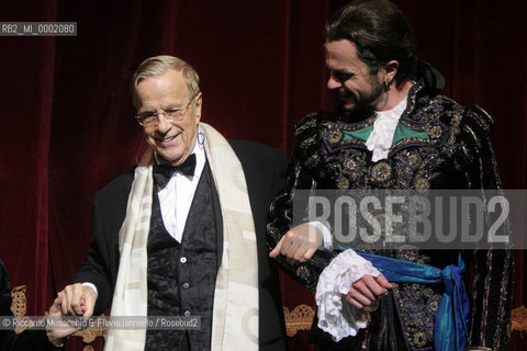 18 Jan 2006 Rome Opera Theatre..Don Giovanni. Music Wolfgang Amadeus Mozart..Opera Theatre Orchestra and chorus..Director: Franco Zeffirellli.Conductor: Hubert Saudant.In the picture: the director Franco Zeffirelli and Marco Vinco (Don Giovanni).  ©Riccardo Musacchio & Flavio Ianniello/Rosebud2